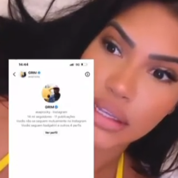 Ayarla Souza publicou prints em que mostra a notificação de solicitação de contato do perfil do A$AP Rocky no Instagram: 'Eu não respondi e ele apagou'