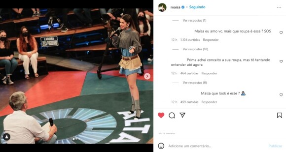 Seguidores escreveram suas opiniões nas publicações de Maisa e Bruna