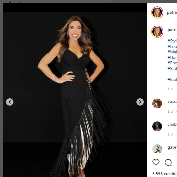 Patrícia Abravanel com o macacão preto e branco