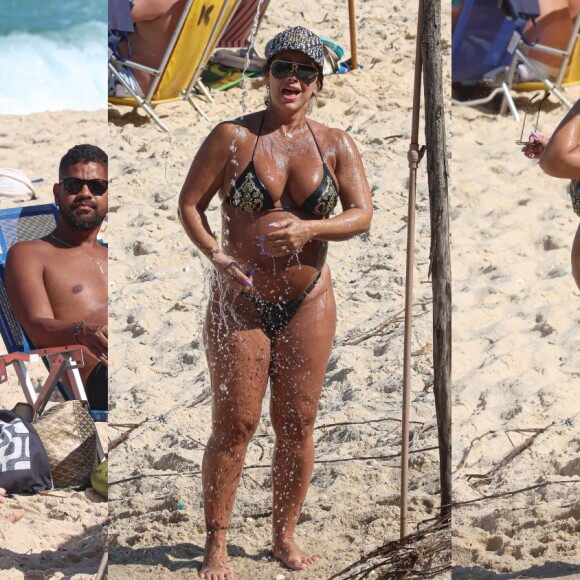 Viviane Araujo exibe barriga de grávida em dia de praia no Rio