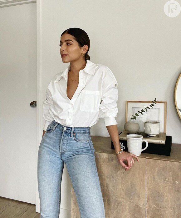 Camisa branca + jeans: essa dupla é atemporal nos looks e superversátil