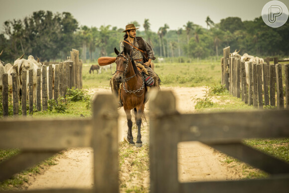 Trindade vai embora da fazenda de José Leôncio, mas só retorna de forma rápida e para ajudar no parto do filho dele e de Irma, na novela 'Pantanal'