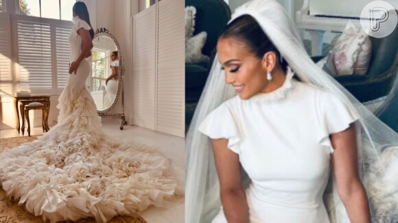 Vestido de noiva de Jennifer Lopez teve mais de 1000 lenços cortados à mão