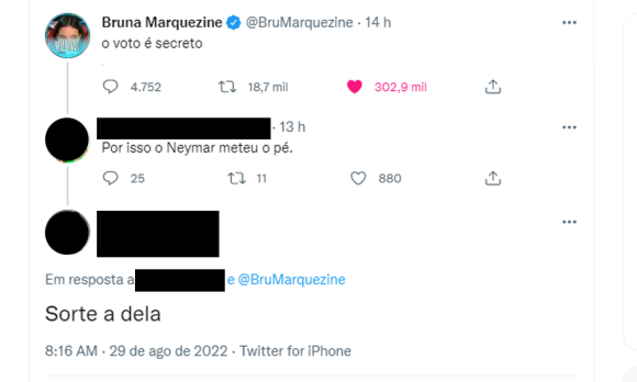Bruna Marquezine foi defendida pela maioria dos internautas após comentário polêmico sobre Neymar