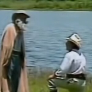 José Leôncio grita pelo pai, Joventino/Velho do Rio em cena após sua morte, no último capítulo da novela 'Pantanal'