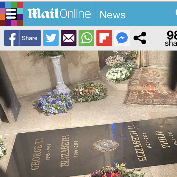 Foto do túmulo de Rainha Elizabeth II vazou na web. Imagem foi divulgada pelo Daily Mail 