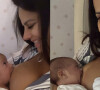 Viviane Araújo se encanta com o filho durante a amamentação: 'Coisa mais linda'
 