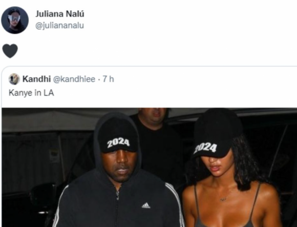 Kanye e Juliana foram vistos juntos na saída de um restaurante em Santa Mônica, nos Estados Unidos