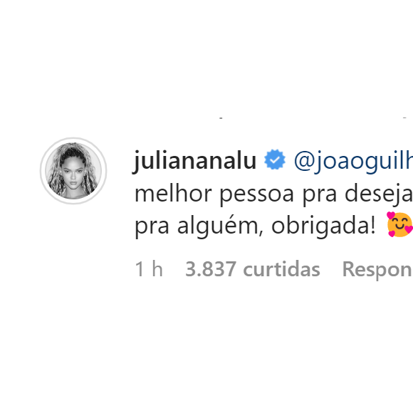 Juliana Nalú reage a comentário de João Guilherme