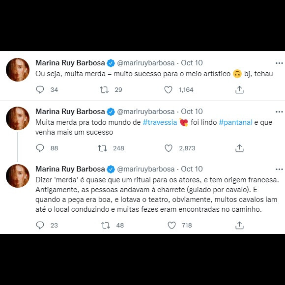 Marina Ruy Barbosa precisou voltar as redes sociais para explicar post