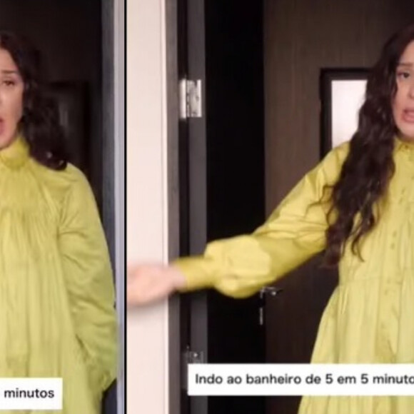 Claudia Raia brincou com o fato de ter vontade de ir ao banheiro a todo momento