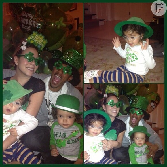 Mariah Carey posa com toda a família no feriado de St. Patrick's Day, no último dia 17 de março de 2013