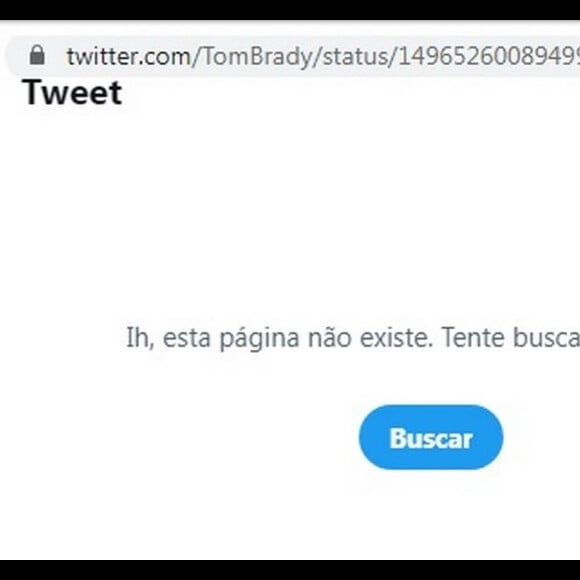 Publicação de Tom Brady foi excluída das redes sociais