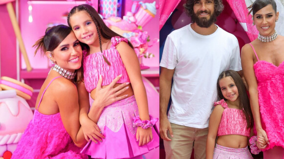 Deborah Secco combina look Barbiecore com a filha para comemorar os 7 anos de Maria Flor