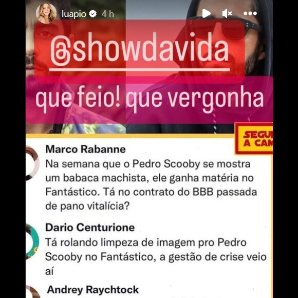 Luana Piovani compartilhou a opinião de seguidores sobre a entrevista de Pedro Scooby