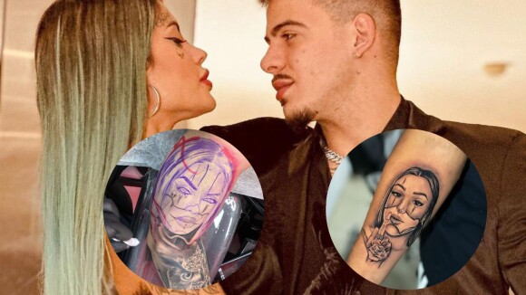 Cópia? Thomaz Costa tatua rosto de Tati Zaqui e gera polêmica com fãs de Bia Miranda. Veja foto!