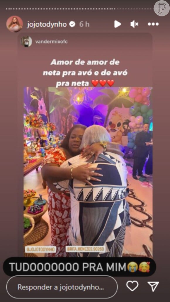 Jojo Todynho recebeu a avó em sua festa de aniversário