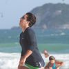 Thammy Miranda foi à praia da Barra da Tijuca, Zona Oeste do Rio de Janeiro, após cirurgia para retirada dos seios