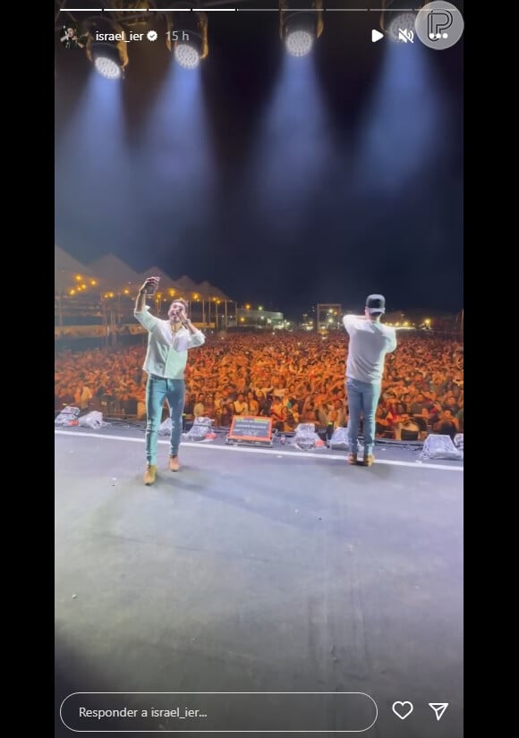 Israel e Rodolffo chegaram a fazer postagens durante show no Paracatu Rodeo Festival, em Paracatu (Minas Gerais)