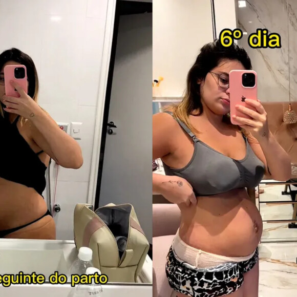 Viih Tube exibiu flacidez e manchas na barriga poucos dias após gravidez