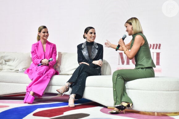 Andressa Suita e Wanessa Camargo se encontraram em evento da jornalista Mônica Salgado