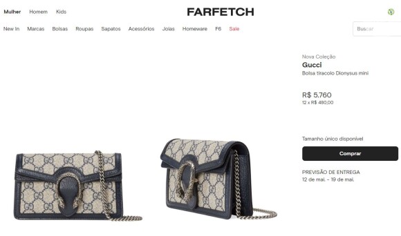 A bolsa que Mel Maia ganhou de MC Daniel custa mais de R$ 5,7 no site da multimarcas Farfetch