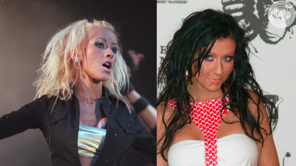 Christina Aguilera: em 2003, a popstar abandonou o visual loira Barbie e barbarizou com um hair look preto