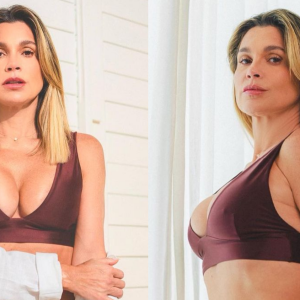 Flávia Alessandra mostrou corpo real em ensaio de lingerie