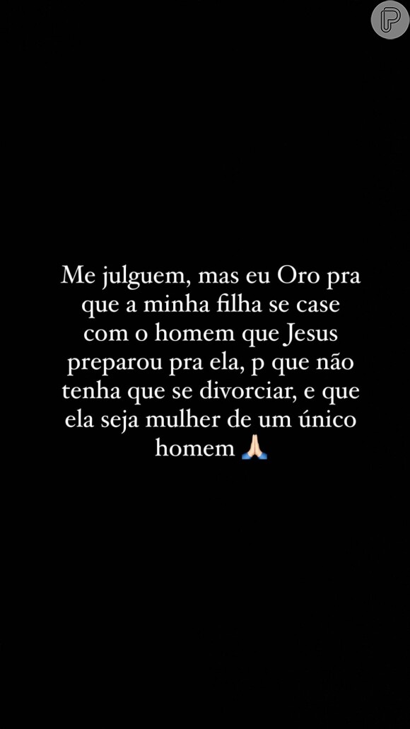 Biah Rodrigues citou a filha, Fernanda, em seu desabafo: 'Mulher de um único homem'