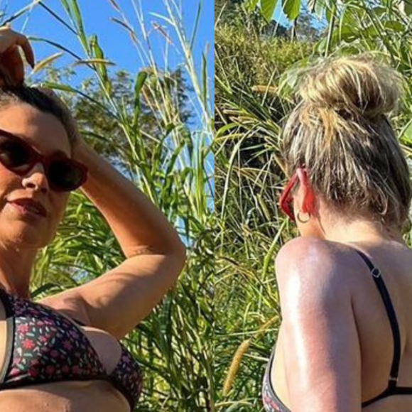 Flávia Alessandra exibe corpão em fotos de biquíni