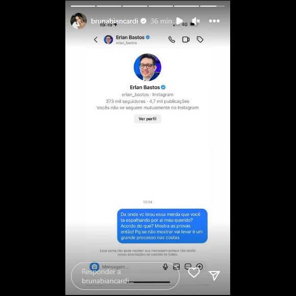 Bruna Biancardi mandou mensagem para colunista que divulgou suposto 'acordo'.