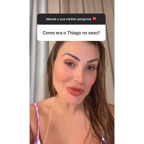 Andressa Urach contou que se apaixonou por Thiago após o sexo com ele.