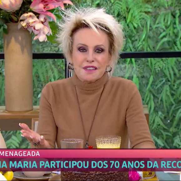 Ana Maria Braga na Globo agradece a liberação da direção para que ela fosse até a Record TV.