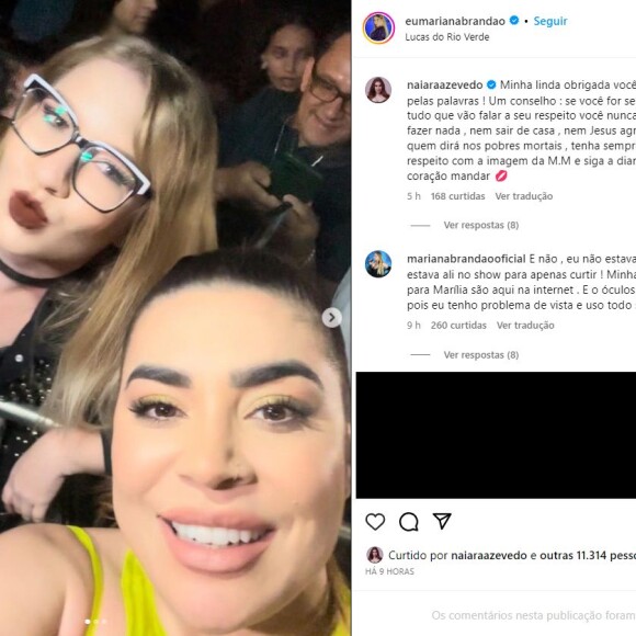 Naiara Azevedo passou a seguir a sósia de Marília Mendonça na web