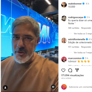 William Bonner recebeu os elogios e boas vibrações de famosos além de seus seguidores.