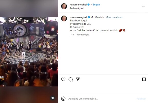 Xuxa fez um apelo a MC Marcinho horas antes da morte do cantor ser confirmada