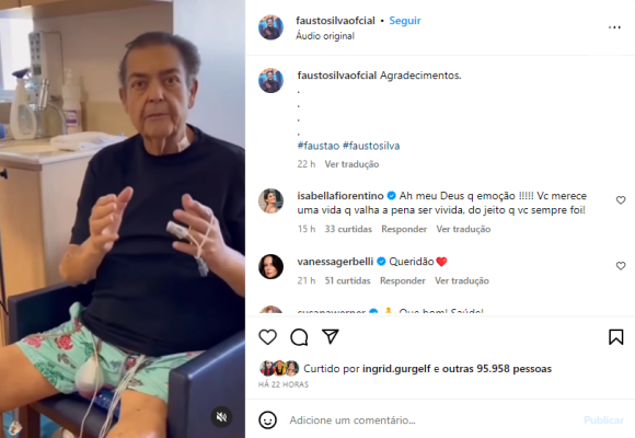 Faustão fez um agradecimento emocionado para a família de doador que lhe deu uma segunda chance.