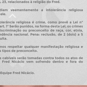 Durante o 'BBB23', a equipe de Fred Nicácio se pronunciou e afirmou que tomaria providências