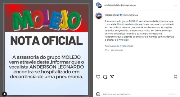 Inicialmente, Anderson Leonardo acreditou estar com pneumonia