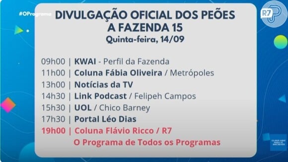 Participantes de 'A Fazenda 2023' serão divulgados ao longo da quinta-feira (14)