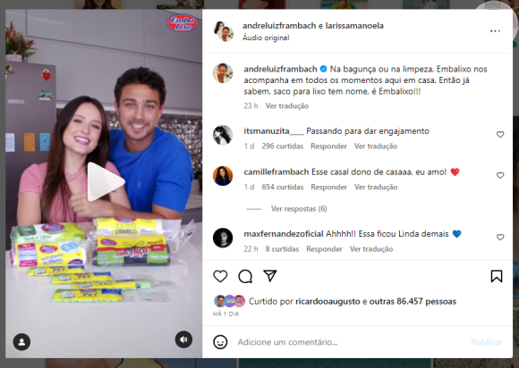Larissa Manoela e o noivo fazem publicidade juntos após polêmica envolvendo os pais da atriz