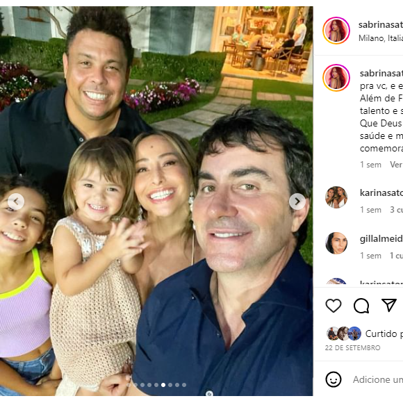 Sabrina Sato e Ronaldo são amigos de longa data e tão íntimos que ela foi chamada para ser madrinha do casamento do jogador