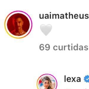 Lexa e Matheus Lisboa comentaram emojis de coração nas mais recentes publicações do Instagram