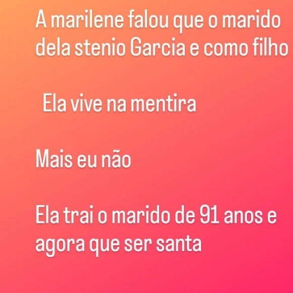 Perfil da suposta amante de Marilene Saade disparou uma série de ataques contra ela na manhã desta terça-feira (10)