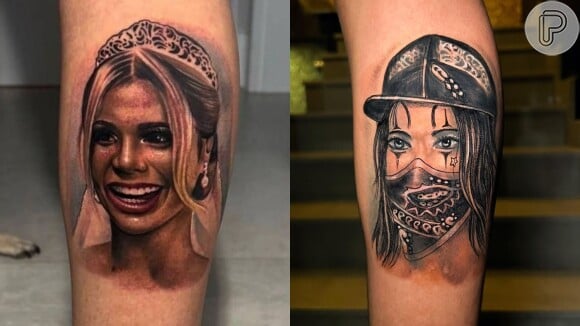 Antes e depois da cobertura da tatuagem de MC Guimê em homenagem à Lexa