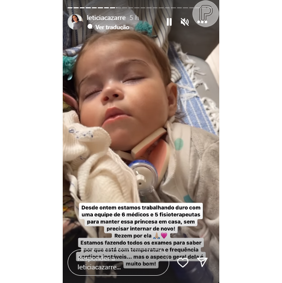 Letícia Cazarré revela estado de saúde da filha: "Desde ontem estamos trabalhando duro"
