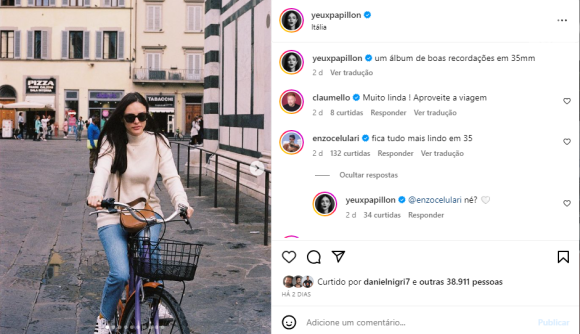 Enzo Celulari voltou a ser uma presença constante nas publicações de Isabelle Drummond no Instagram