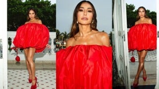 Look 'bombonzinho' de Sabrina Sato tem vestido míni extravagante, scarpin plataforma e clutch fofa para lançar reality