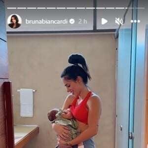 Bruna Biancardi se divertiu com cuidados de Mavie durante treino