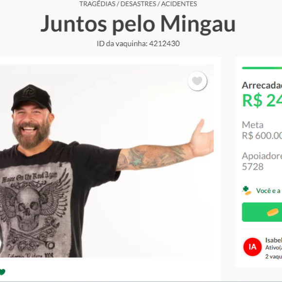 Juntos pelo Mingau é o nome da vaquinha que foi criada pela família para pagar o tratamento do músico